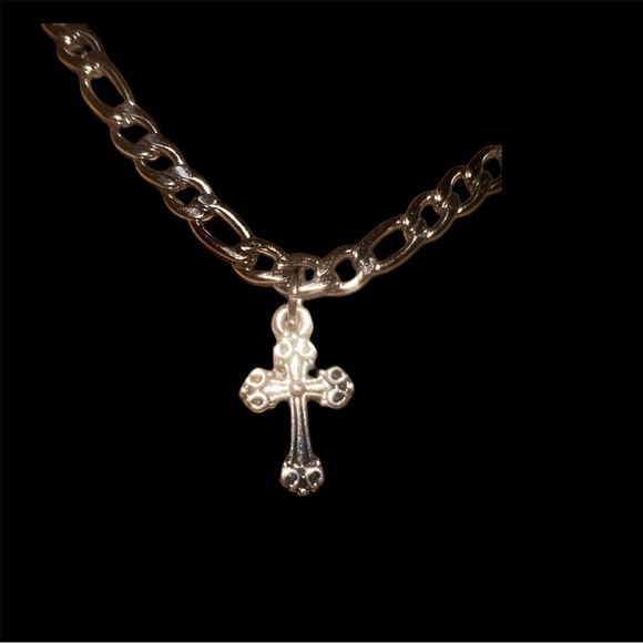 3 Cross Charm Bracelet-Silvertone - Picture 3 of 4